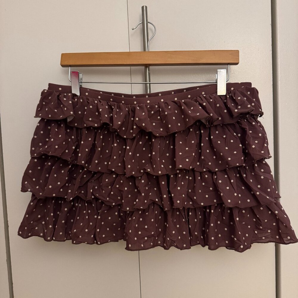 Urban Outfitters Brown Polka Dot Mini Skort (Large)